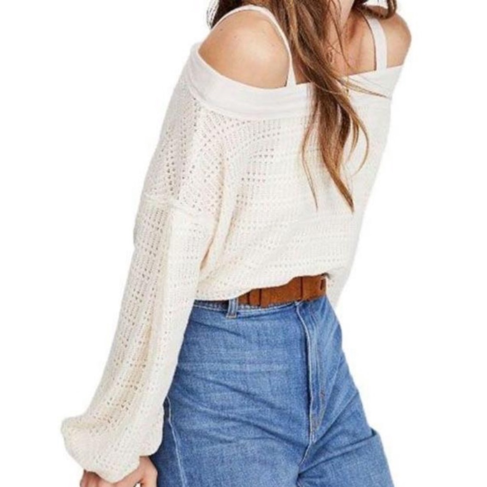 NWT Free People Sistine Cold Shoulder Hacci Top - Picture 7 of 13